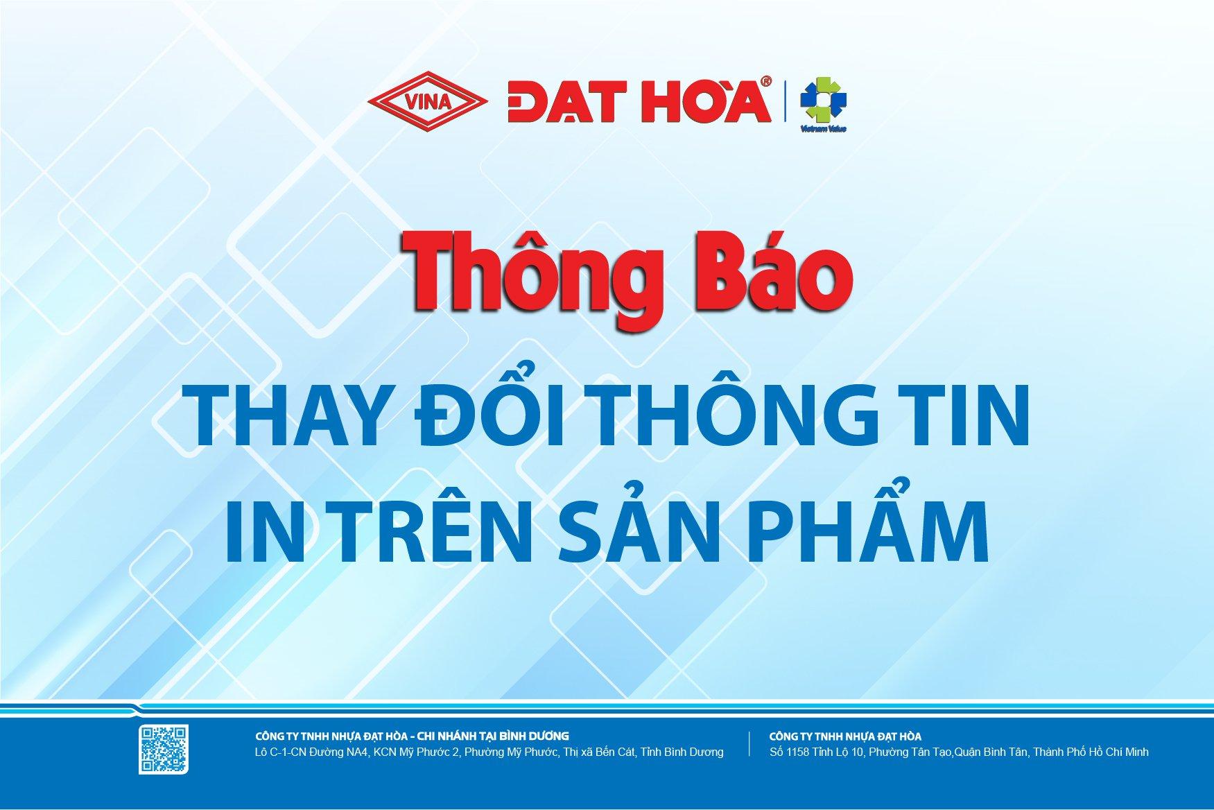 THÔNG BÁO THAY ĐỔI THÔNG TIN IN TRÊN SẢN PHẨM