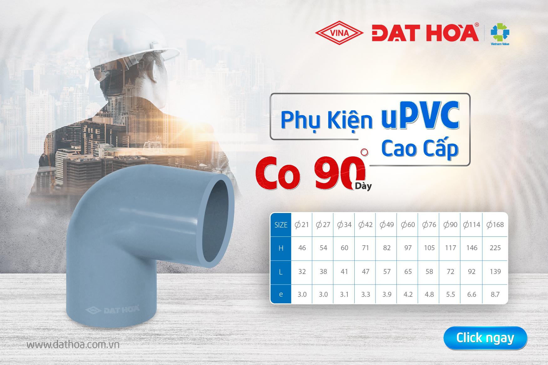 CO uPVC CAO CẤP – ĐIỂM NỐI 90 ĐỘ