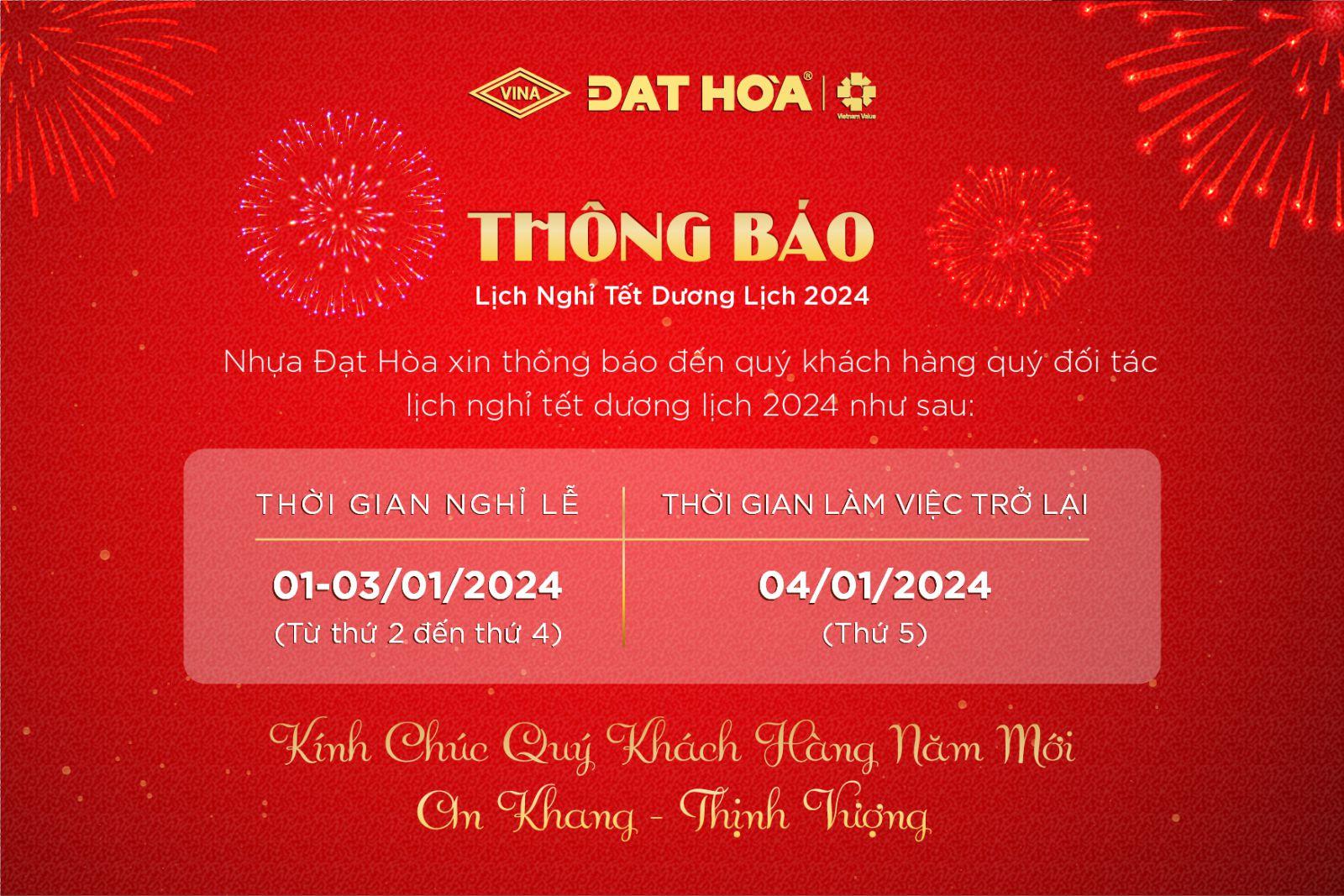 Thông báo nghỉ tết dương lịch 2024