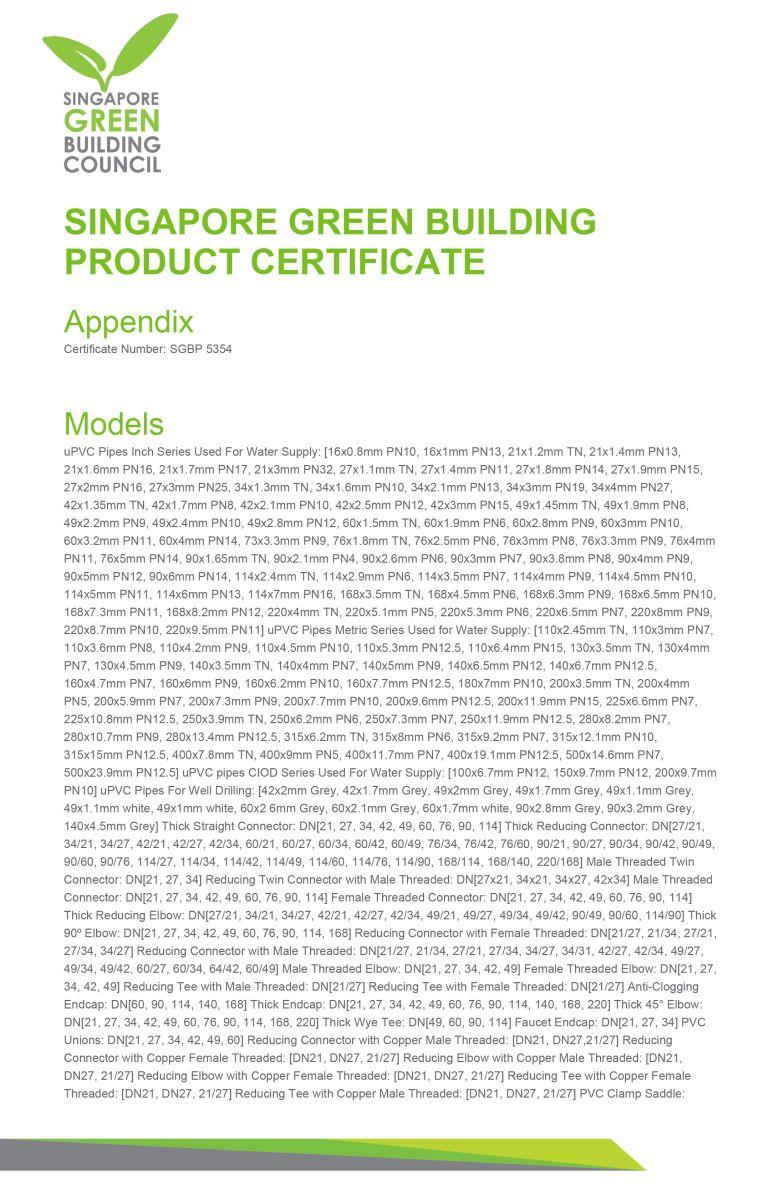 Nhựa Đạt Hòa nhận chứng nhận nhãn xanh green building product từ hội đồng công trình xanh singapore