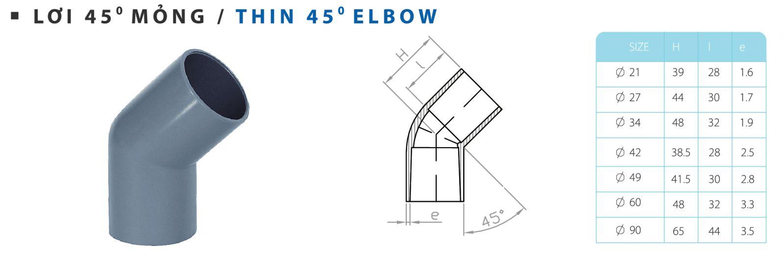 Lơi 45 độ mỏng (21 - 90)