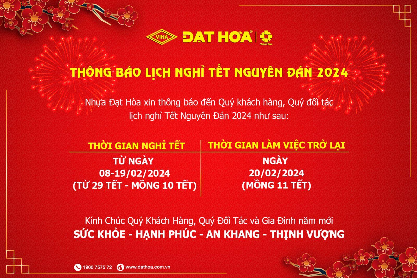Thông báo nghỉ tết nguyên đán 2024