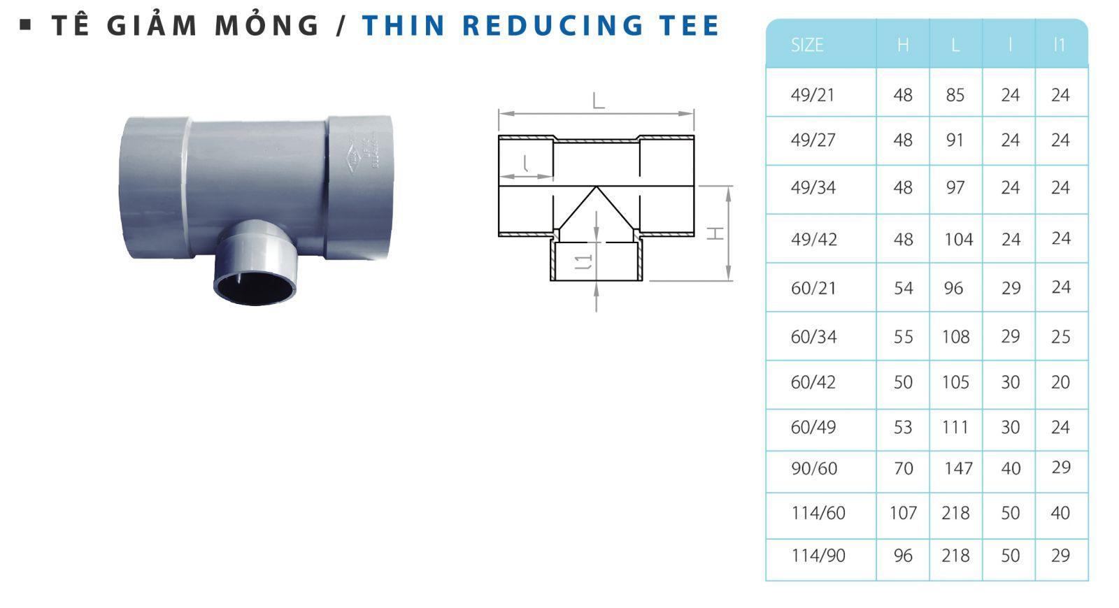 Tê giảm mỏng (49/21 - 114/90)