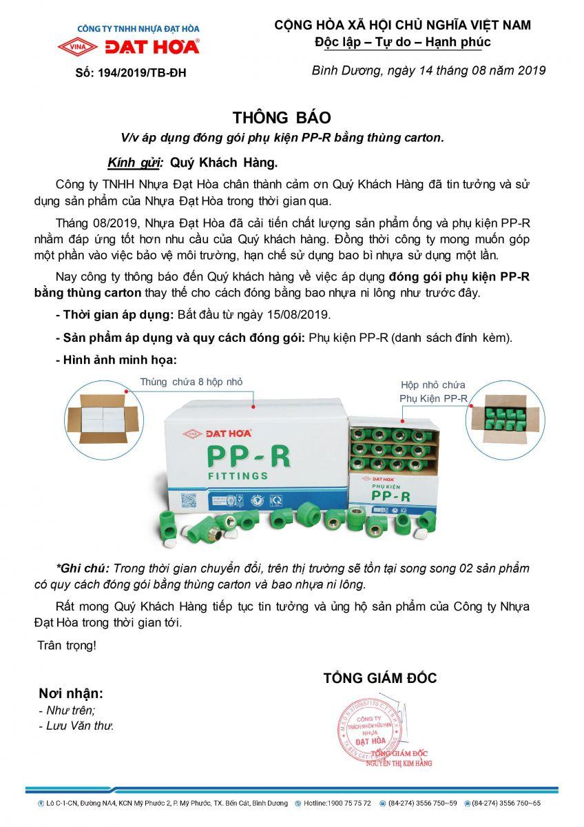Áp dụng đóng gói phụ kiện PP-R bằng thùng carton