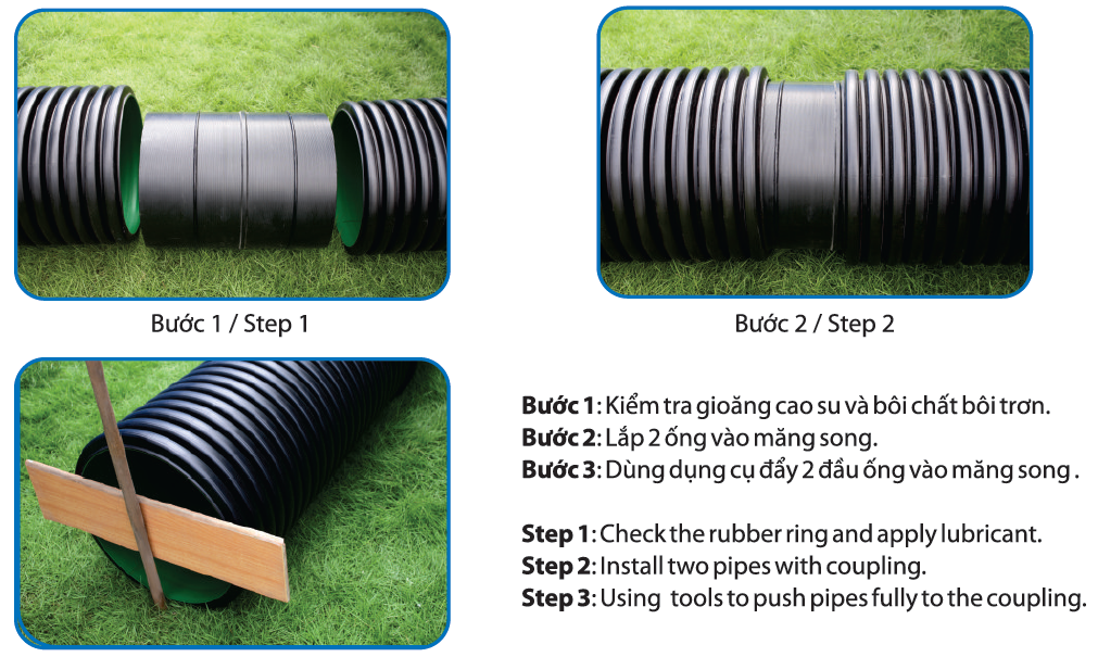 Jointing HDPE double-wall pipes by coupling