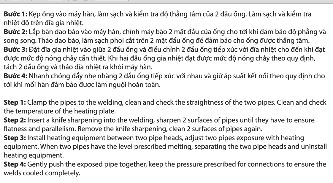 Hướng dẫn nối ống HDPE (sọc xanh) - Phương pháp đối đầu bằng nhiệt