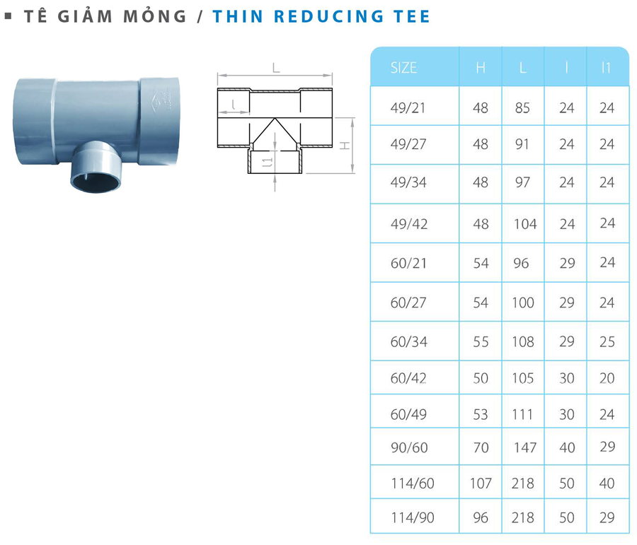Tê giảm mỏng (49/21 - 114/90)