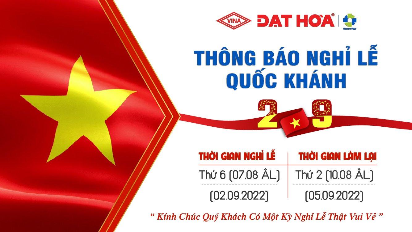 Thông báo nghỉ lễ quốc khánh 02/09/2022