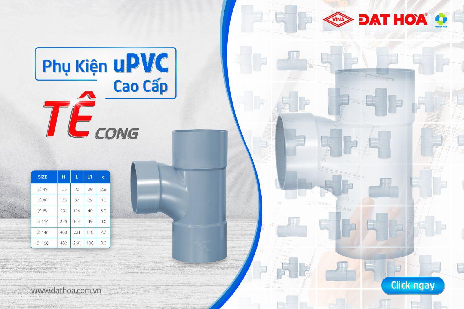 TÊ CONG PHỤ KIỆN NHỰA uPVC CAO CẤP